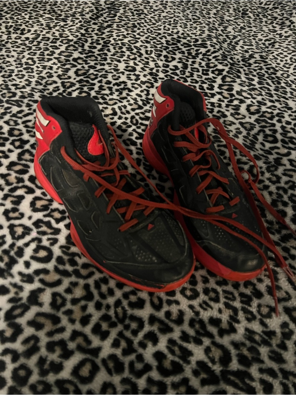 adidas Black and Red High-Top Athletic Sneakers